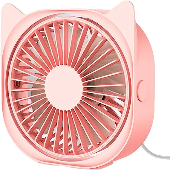 Personal Desk Fans Small Quiet - Mini Cute Desk Fan, USB Powered, 3 Wind Speeds, 360° Rotatable, Little Portable Table Fans Fast Cooling for Home Bedroom Nightstand Office Work Desktop Dorm (Blue)